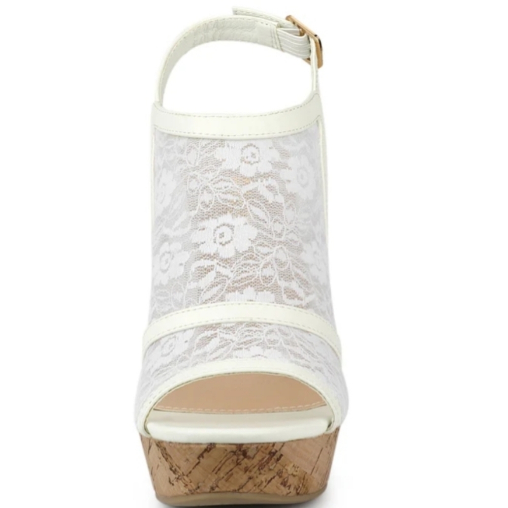 🆕️Elegant White Lace Wedge Sandals
